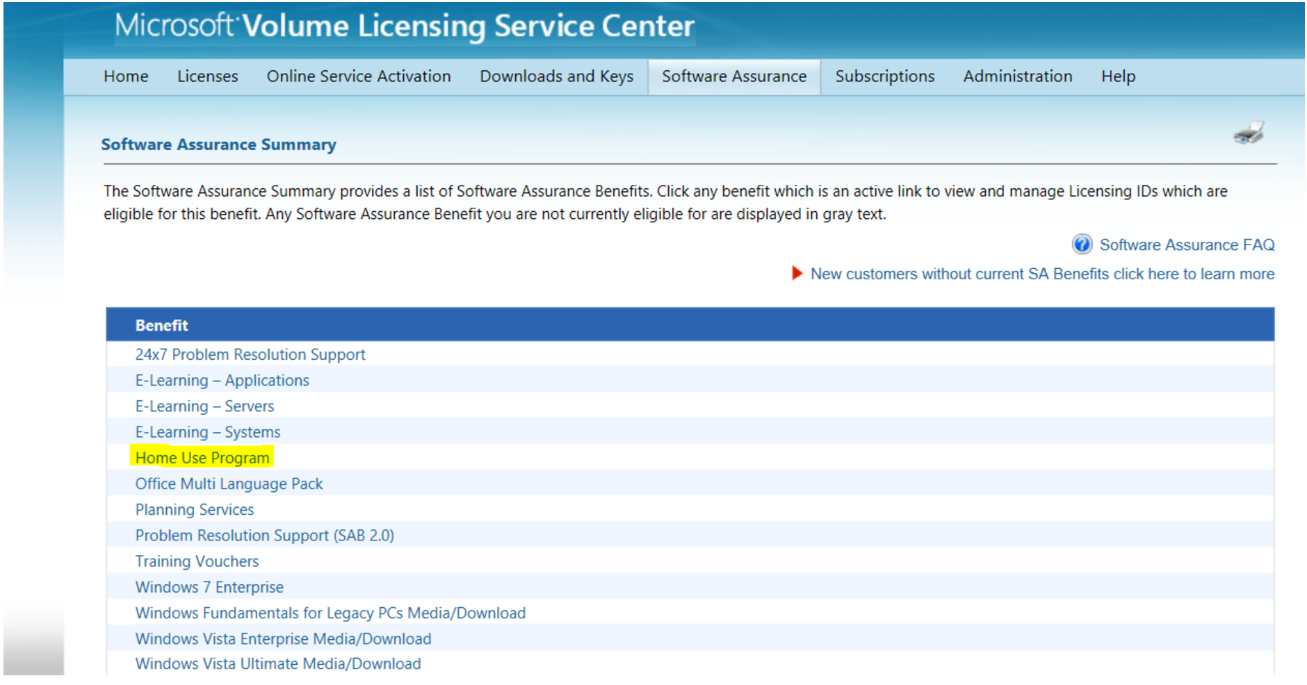 tsa microsoft home use program